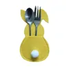 4st påskharen filt Bestick Holder Bag Happy Easter Decorations For Home Table Seary Accessories Rabbit Cutlery Cover Bag Table