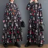 Casual Dresses Spring Autumn Oversize Korean Long Sleeve Woman Dress Vestidos Plus Size Fashion Print Vintage Maxi Shirt For Women