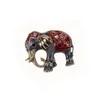 Brooches Retro Elephant Enamel Dripping Oil Exotic Brooch Corsage Alloy Rhinestone Exaggerated Personality Creative Animal
