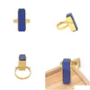 Cluster Rings Top Quality Fashion Jewelry Stainless Steel Lapis Lazi Natural Stone Ring For Men Birthday Gift Wholesale Drop Delivery Dhe9J