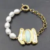 Strand Guaiguai Jewelry Jewelry Natural Green Amazonites Cultable White Rice Pearl Biwa Brealet Bracelet Vintage Style для леди