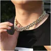 チェーンUWIN 17mm重いマイアミバゲットジルコンネックレス男性のためのキューバリンクチェーンAAA CZ PRONG SETTING HIP HOP JEWELRY DROP D DHVNQ