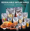 Silver-Clear Plastic Bags for Food Storage Resealable Clear Mylar Bag Stand Up Pouches Large Smell Proof Storage Bags for Small Business