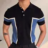 Polos pour hommes Baju rajut pria lengan pendek pakaian mewah baju Polo kasual Streetwear kerah Revers kardigan kancing bawah atasan Respirant Musim Panas 2023 230516