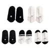 Femmes Chaussettes Bonneterie Femmes Filles Mignon Dessin Animé Panda Broderie Coton Bateau Noir Rayures Blanches Coupe Basse Collège Style Bouche Peu Profonde Court