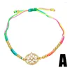 Charm Bracelets Bohemia Golden Flower Bracelet For Women Fashion White Crystal Lucky Colorful Adjustable Cord Beads Knit 2023