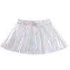 Kjolar a-line miniskirt stilfull fairy grunge kvinnor glansiga glänsande transparent flare kjol high street sexig klubb rave outfit kan staplas 230516