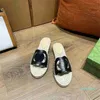 Designer espadrilles Women out slide sandal cord platform base flat slipper fashion slip-on straw woven shoes hollow