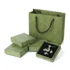 2023 GU Neue elegante smaragdgrüne klassische Schmuck-Ring-Anhänger-Ohrring-Box und Papiertüten-Gruppe für Frauen-Geschenkbox