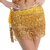 Stage Wear Dance Performance Costume med pärla och paljett Belly Hip Scarf Tassel Chain för 2023