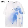 Herren T-Shirts LENSTID Sommer Männer Oversize Kurzarm T-shirts Illusion Schmetterling Drucken T-Shirt Hip Hop Streetwear Harajuku Casual Baumwolle Tees J230516