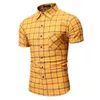 Men's T Shirts Men S Spring And Summer Plaid Casual Lapel Beach Outdoor Vacation Short Sleeve Mens Work Shirt