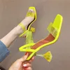 Sandals Fashion Pvc Jelly Women Summer Sexy Open Toed Transparent Plexiglass Crystal Clear Heel Ladies Shoes 230511