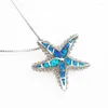 Pendant Necklaces Women's Blue Opal Starfish Pendants Gifts For WomenPendant