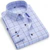 Mäns casual skjortor långärmad mens pläd casual skjortor regelbundet fit blå grå kontrollerad tunn sommarlätt vikt social arbetsverksamhet klänning skjorta 230516