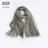 Foulards soie laine longue écharpe pour femmes printemps automne lumière pure châle Bufandas luxe réel couleur unie froissé foulard