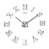 Wanduhren 3D-DIY-Uhr-Aufkleber, großer Acrylspiegel, römische Ziffern, Uhr, sitzend, Schmuck, Poster, Heimdekoration, Aufkleber