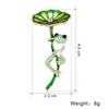 Броши милый лист лягушка лотос для женщин зеленая эмалевая эмале