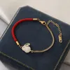 Bedelarmbanden 3 stcs 316l roestvrij staal voortreffelijke armband voor vrouwen meisje mode rood touw keten sieraden verjaardag cadeau 17 5 cm