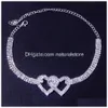 Ankletter Rhinestone Heart Ankel Armband Kvinnors dekoration på benen Sandaler Fotkedjan Kristall till smycken Drop Delivery OTGFP