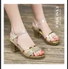 Sandals Open Toe Women Chunky Heels Shoes Womens Sandals Gold Silver Female Fashion Buckle Fish Mouth Womens Sandals 230515