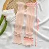 Knee Pads Women Summer Sun Protection Sleeves Long Fingerless Gloves Lady Thin Chiffon Lace Mesh Arm Sleeve Sunscreen Uv Breathable Mitten