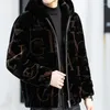 Men's Jackets Warm Streetwear Jacket Man Letter Printing Hooded Zipper Fur Imitate Leather Men Fleece Fluffy Coat Jumper