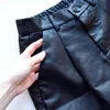 Women's Shorts QOERLIN S-4XL Fashion PU Leather Shorts Women's Autumn Winter Bermuda Elastic Waist Loose Five Points Leather Trouser Shorts 230516