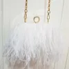 Shoulder Bags Luxury Ostrich Feather Party Evening Clutch Women Wedding Purses and Handbags Small Chain Designer 230426