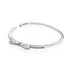 Sparkling Crystal Diamond Bow Bangle Bracelet pour Pandora 925 Sterling Silver Wedding Party Designer Bijoux Bracelets Pour Femmes Bracelet De Luxe avec Boîte D'origine