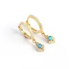 Stud Earrings Blue Opal Bohemia Style Circle Sterling 925 Silver For Women Gold Color Teen Girls Jewelry Hopeiset Korvakorut