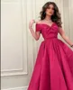 Robes de soirée une ligne Fuchsia arabie saoudite bal de l'épaule robes formelles col en V princesse longue robe de soirée 230515