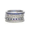 Anneaux de mariage 2023 Top Qualité Élégant 925 Pur Argent Femmes Anneau Délicat Mince Ensemble Bleu Cz Pavé 4pc Empilable Goutte