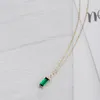 Pendant Necklaces CCFJOYAS 925 Sterling Silver 14K Gold Plated Emerald Green Mini Rectangle Zircon Necklace Female Korean Style Pendant Necklace 230516