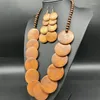 Necklace Earrings Set European And American Bohemia Women's Handmade Wood Round Pieces Pendants Hanging For Women