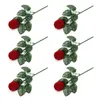 Decorative Flowers 6pcs Artificial Realistic Rose Ring Jewelry For Engagements Wedding DXAF