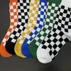 Femmes chaussettes automne hiver femmes noir blanc damier Skateboard hommes Hip Hop coton unisexe chaussette 3 paires/boîte