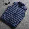 Chaleco de plumón para hombre, chaqueta ultrafina de pato Puffer, chalecos cortos sin mangas de talla grande para hombre, K-0906 KJ4049