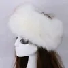 Berets Winter Frauen Mode Russische Dicke Warme Mützen Flauschigen Gefälschte Kunstpelz Hut Leere Top Kopftuch