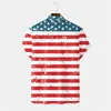 Chemises décontractées pour hommes Drapeau américain Chemisiers imprimés en 3d 4th Of July Respirant ample pour hommes Summer Male Party Beach Buttons Down Blusas