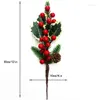 Dekoratif çiçekler 1pc yapay Noel kırmızı berry şube kar tanesi çam iğne koni şubeleri xmas diy çelenk tedariki Noel dekoratons