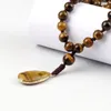 Collane con ciondolo perline 8mm occhio di tigre naturale pietra collana di guarigione di preghiera buddista per donna uomo gioielli charms goccia regalo Yoga