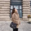 Kvinnors päls kvinnors faux kappa super pullover snö yttre tröja tröja lös koreansk mode rex