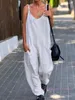 Plus Size Womens Clothing 2023 Summer New Jumpsuit Casual Pants 3xl 4xl 5xl Solid White Black Sleevelss Ladies Rompers Pants Loose Jumpsuits Bodysuit For Women