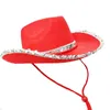 Wide Brim Hats Bucket Senhora Cowgirl para Adultos Cowboy Party Performance 230515
