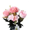 Flores decorativas Rose peony Fake Silk Flor Small Bouquet Home Party Spring Casamento