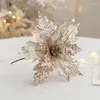 Dekorativa blommor Sequin Artifical Christmas Tree Decorations for Home Fake Champagne Red Flower Xmas Ornaments Decor