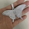 صلبة 925 الجليد الفضي الجنيه الاسترليني Out VVS1 White D Moissanite Diamonds Jewelry Gift Lady's Butterfly Pendant