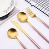 Dinnerware Sets 16/24Pcs Upscale Matte Black Gold Cutlery Set 18/10 Stainless Steel Tableware Knife Fork Coffee Spoon Flatware