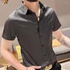 Männer Casual Hemden Kontrast Streifen Für Männer 2023 Sommer Kurzarm Dünnes Hemd Männlich Business Formale Kleid Soziale Smoking bluse